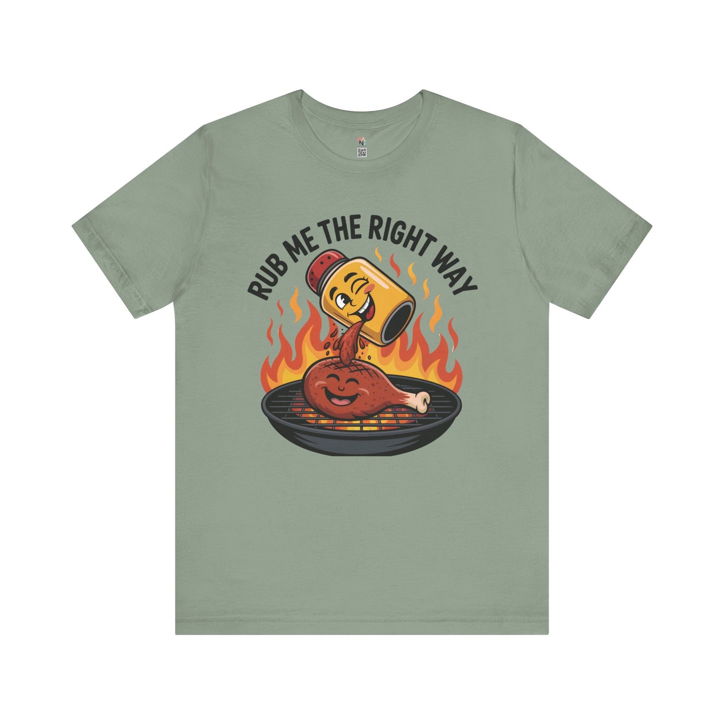 Fun Unisex T-Shirt with Cartoon Spice Shaker & Grilled Chicken Design – Playful BBQ Graphic