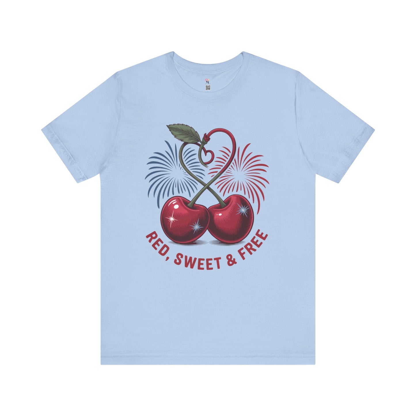 Red, Sweet & Free – Patriotic Cherry Heart 4th of July Unisex T-Shirt