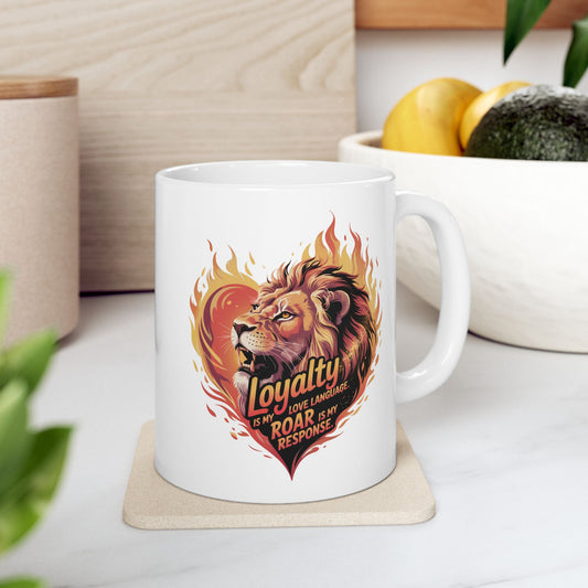 Leo Gift Set – “Loyalty Is My Love Language. Roar Is My Response.” T-Shirt, Mug, Tumbler & Tote for Leos