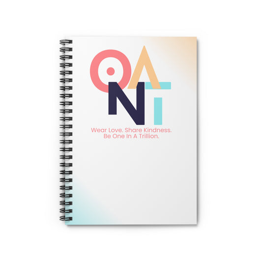 Inspiring Spiral Notebook - "Wear Love. Share Kindness. Be One In A Kind." 6" x 8" (15.2 x 20.3 cm) 118 ruled line pages (59 sheets)