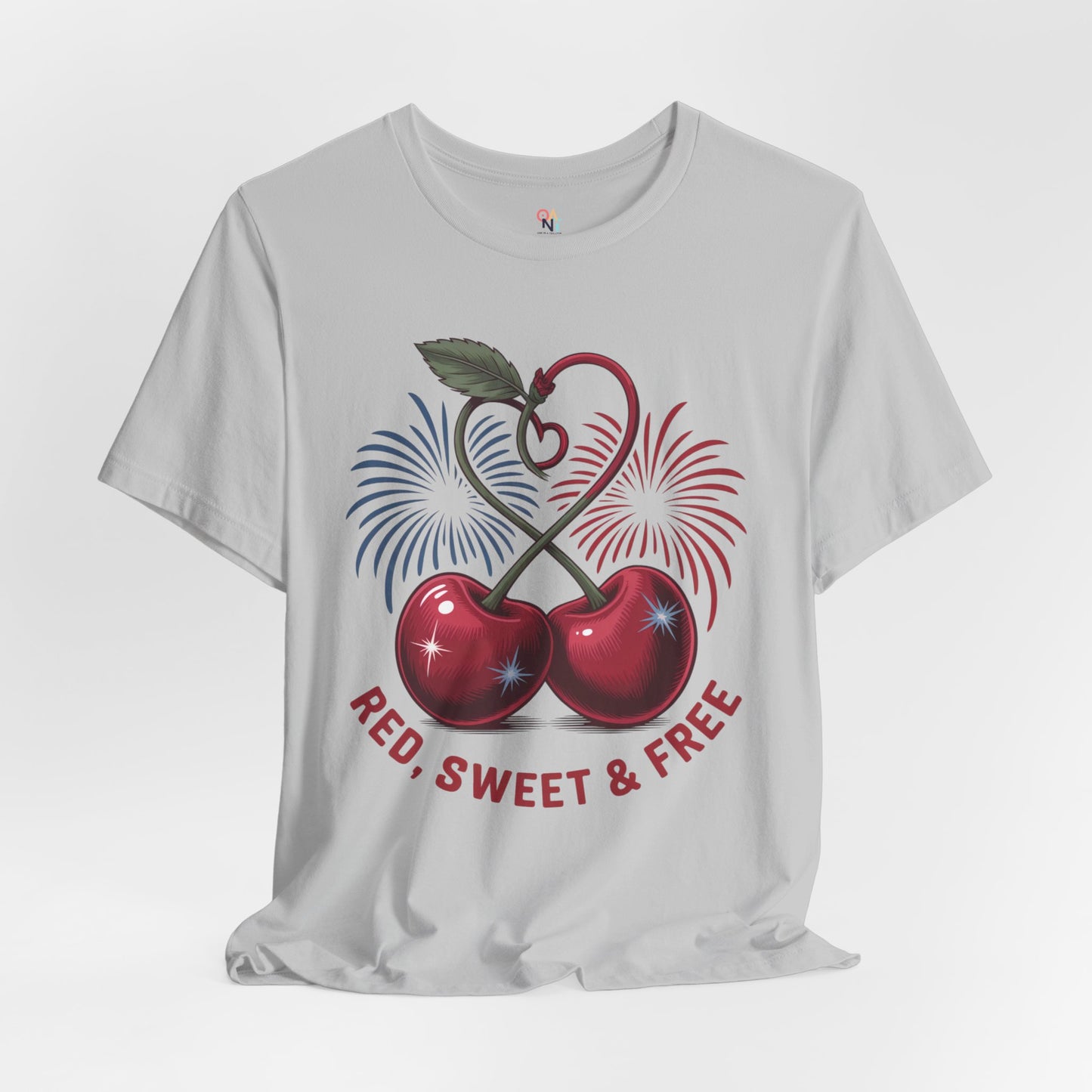 Red, Sweet & Free – Patriotic Cherry Heart 4th of July Unisex T-Shirt