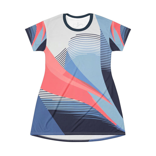 Abstract T-Shirt Dress - One In A Trillion | Midnight Navy, Blue Calm & Coral Love Apparel Collection – Unisex, Mix & Match