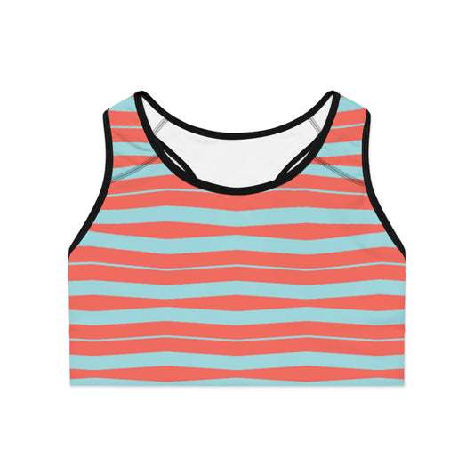 Calm Blue & Coral Sports Bra
