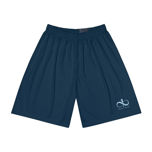 Men’s Sports Shorts-One In A Trillion | Midnight Navy, Blue Calm & Coral Love Apparel Collection – Unisex, Mix & Match
