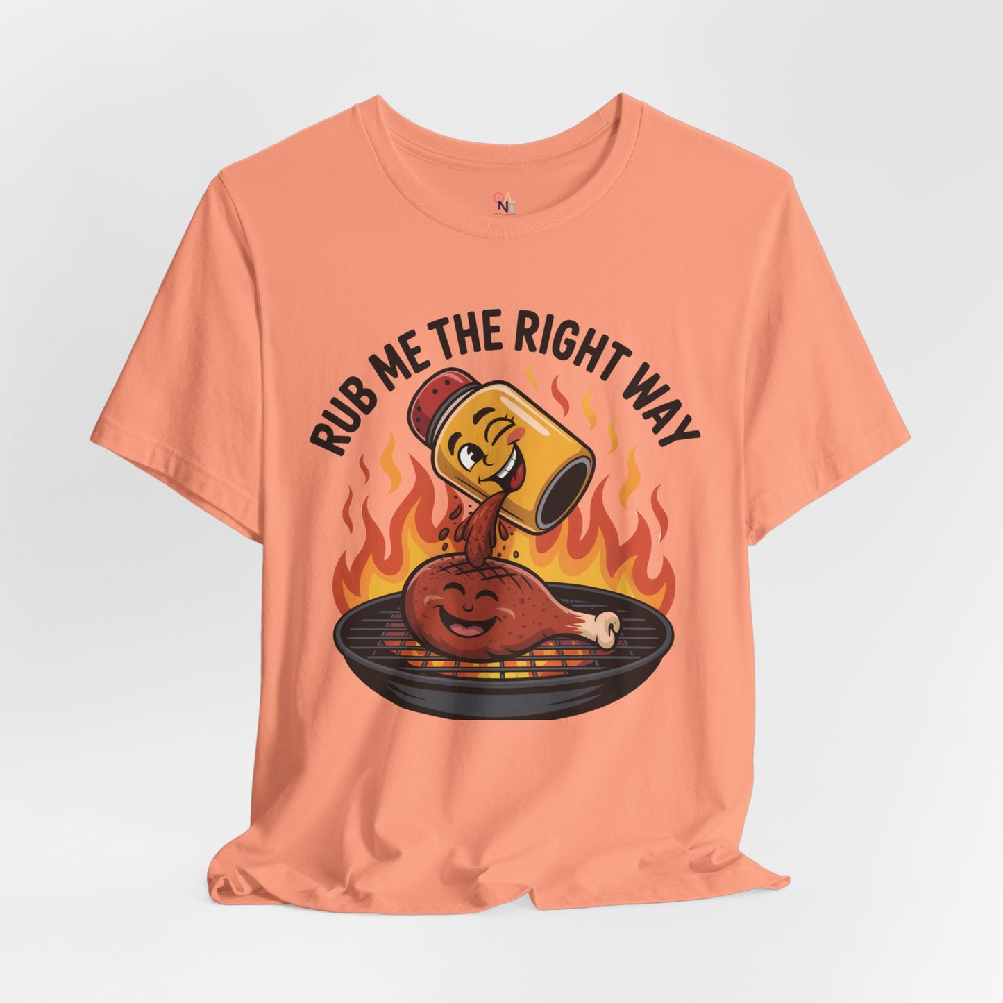 Fun Unisex T-Shirt with Cartoon Spice Shaker & Grilled Chicken Design – Playful BBQ Graphic